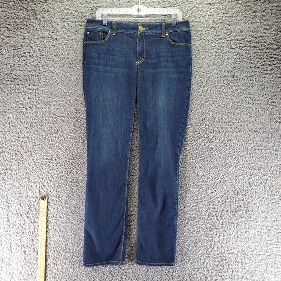 Chicos Jeans Womens 1 US 8 Blue Platinum Straight Leg Stretch Denim - Picture 1 of 10
